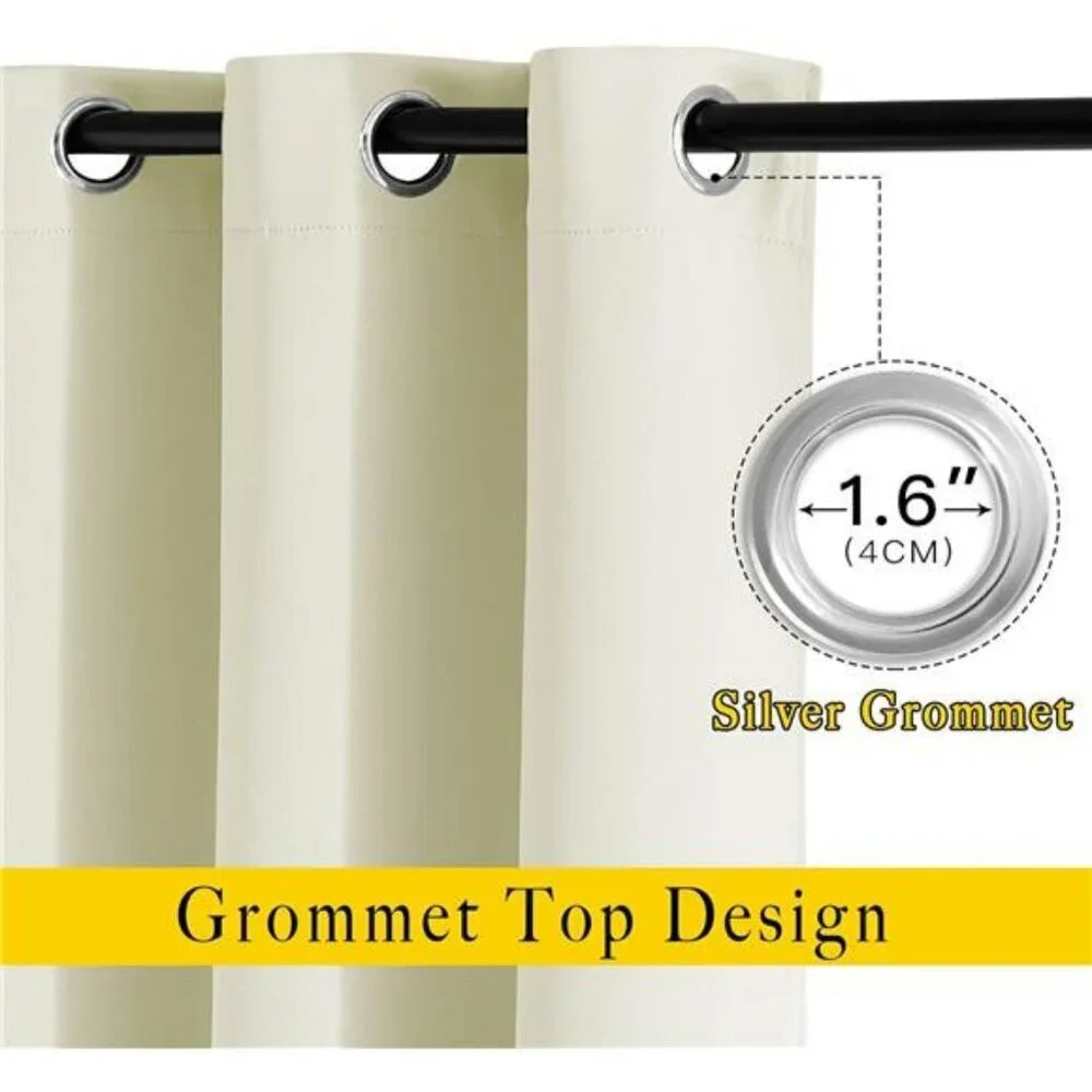 NICETOWN Beige Blackout Curtains 84 Inch Thermal Insulated Light Blocking